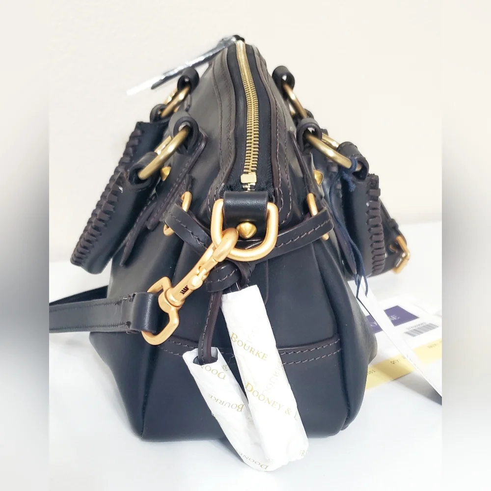 New Dooney Bourke Florentine Leather Medium Mail Satchel Black - Picture 7 of 10